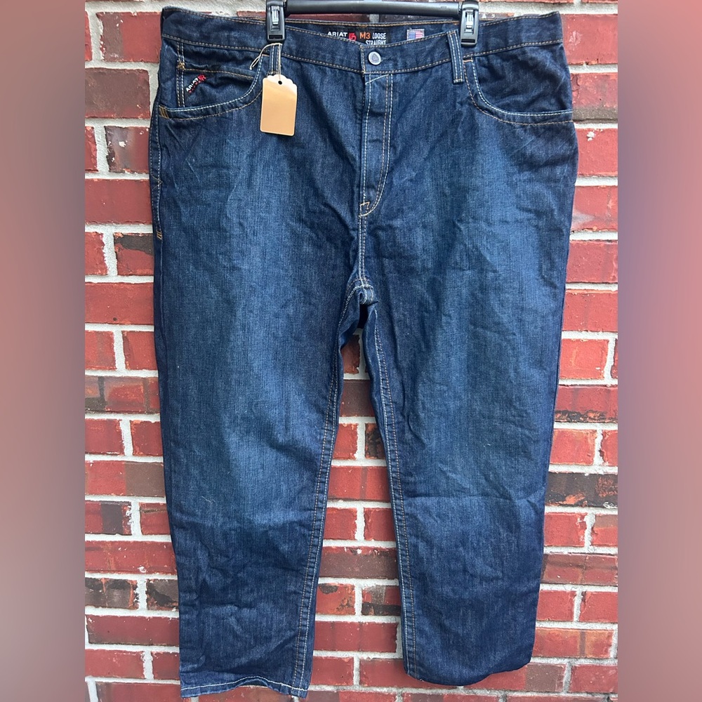 NWOT Ariat M3 FR Loose Straight CAT 2 Flame Resistant Men's Denim Jeans 44x32 E4